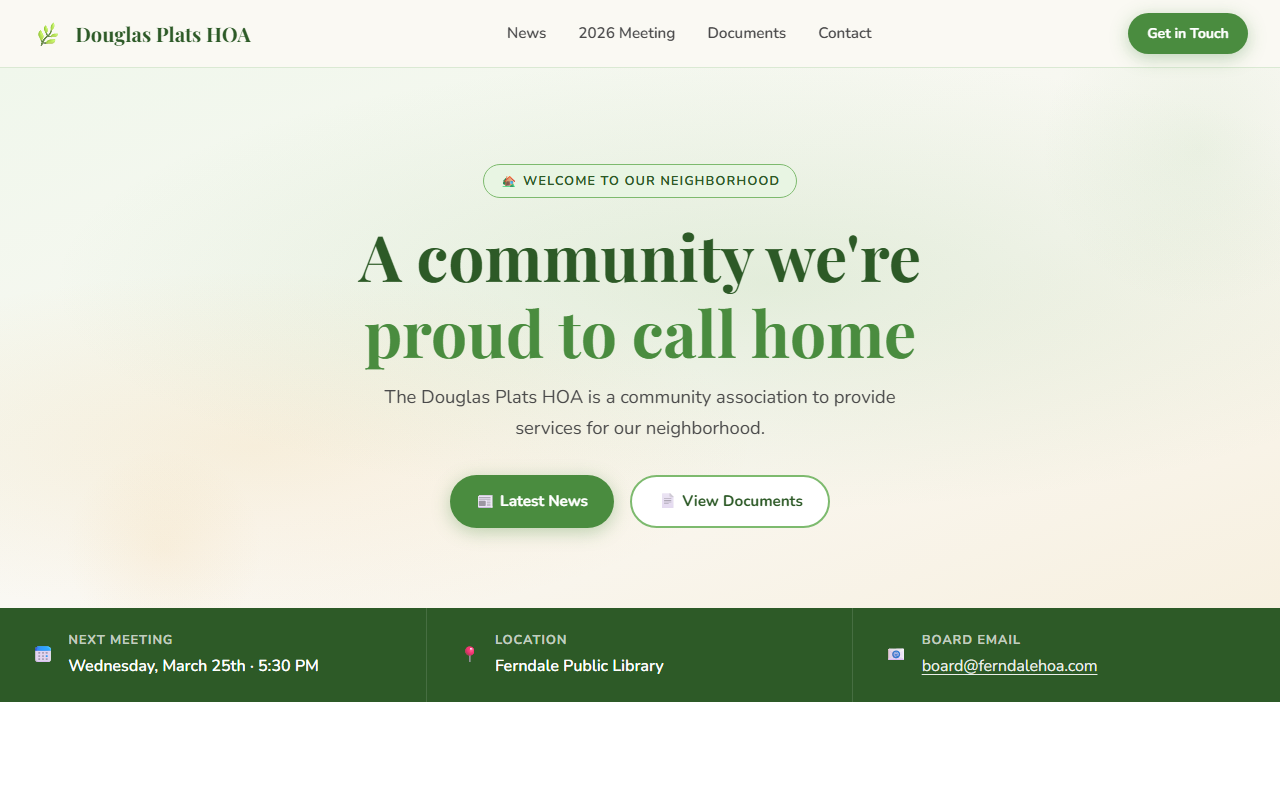 Ferndale HOA website