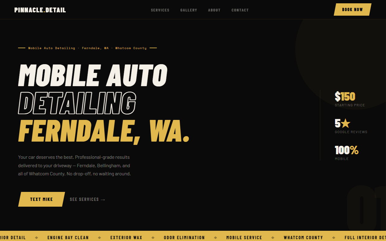 Pinnacle Auto Detail website